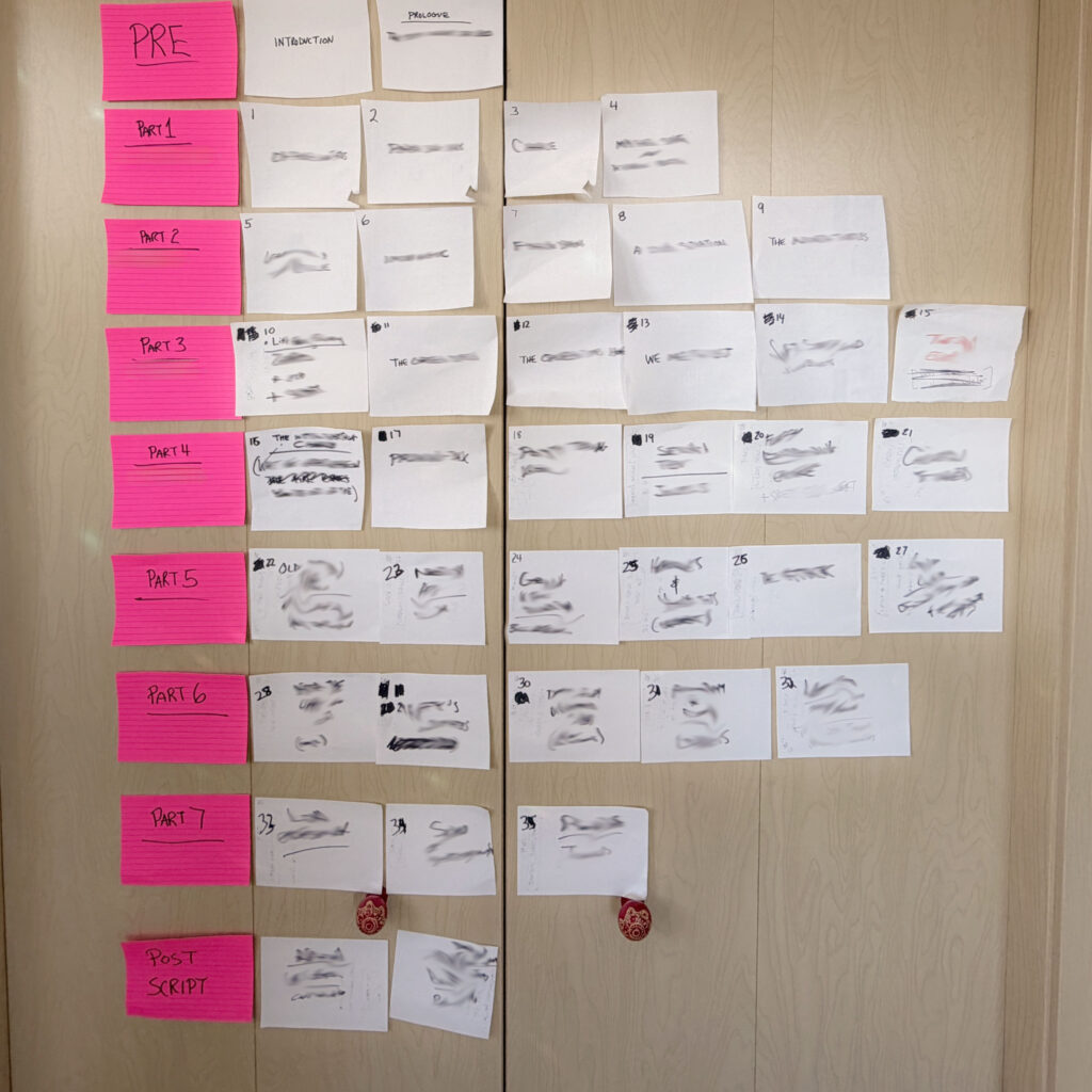 index cards on a wall